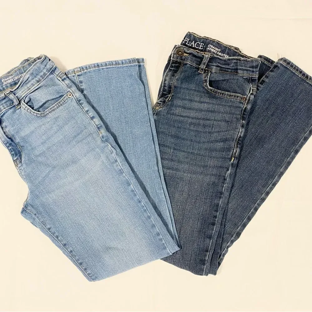 The Children’s Place adjustable waist boys jeans straight leg size 14. Lot of 2.