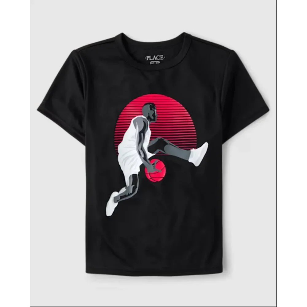 The Children's Place Boys Graphic‎ Performance Top In Black Size Medium 7-8