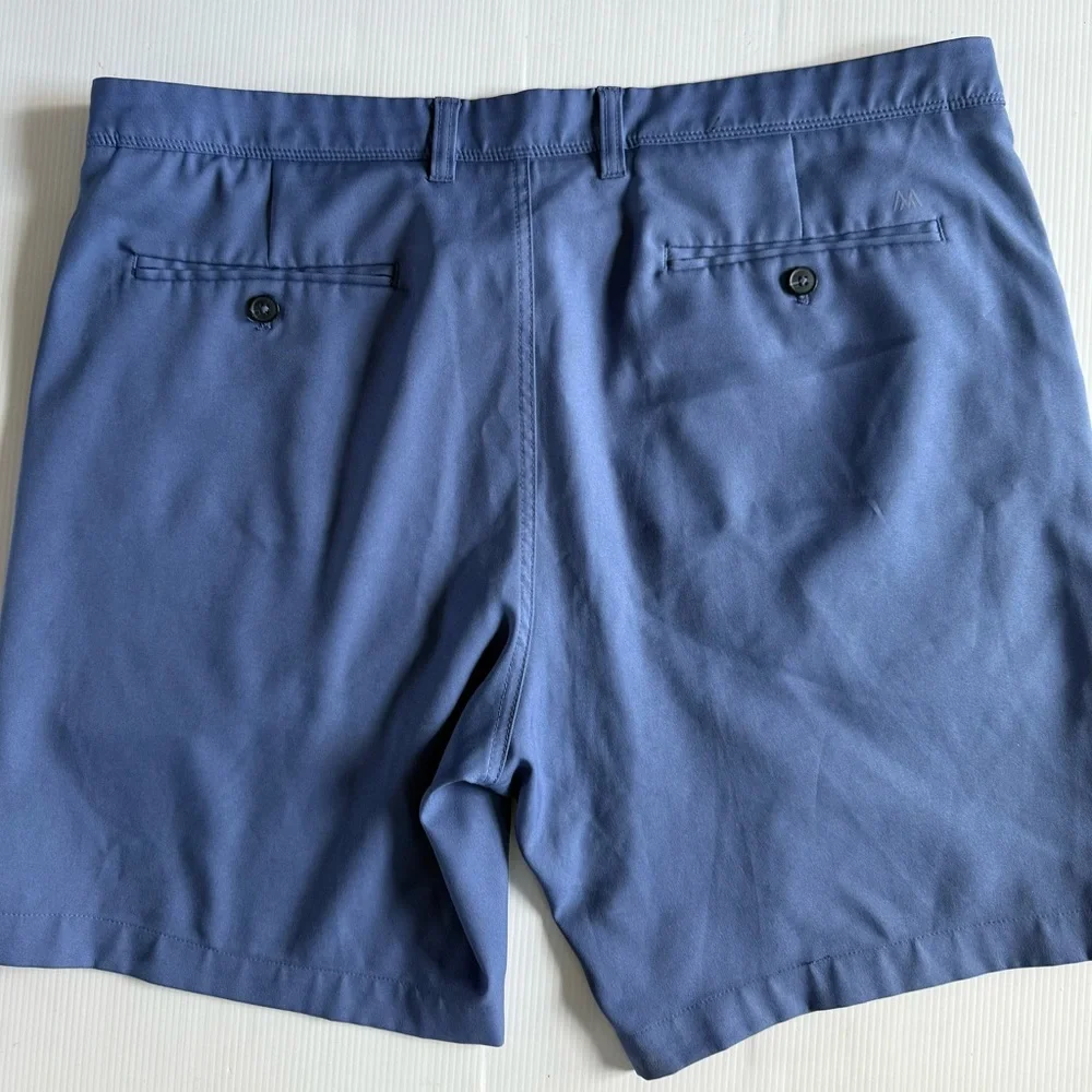Mizzen + Main Baron Chino Golf Shorts Blue Performance Polyester Size 38 ,‎ 9”