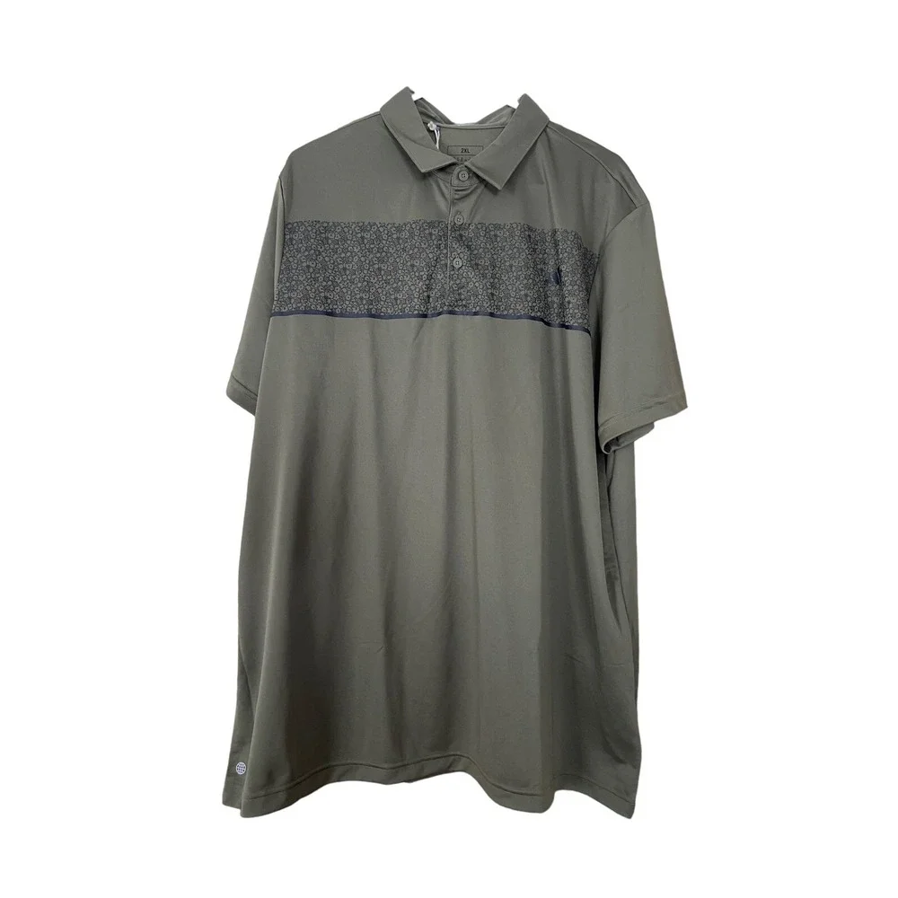 Men's Adidas Chest Print Polo Olive‎ Strata XXL New