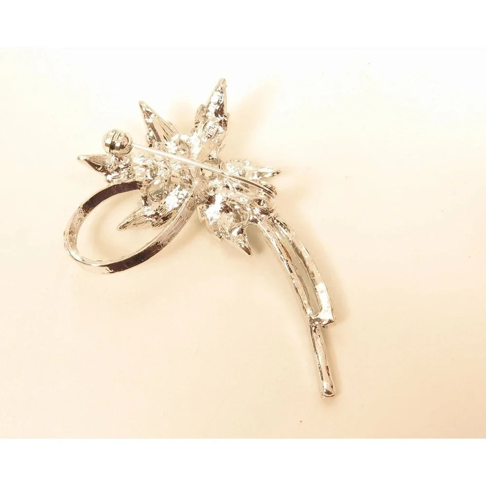 Blue &‎ Aurora Borealis Rhinestone Brilliant Silver Plated Blue Sparkly Brooch