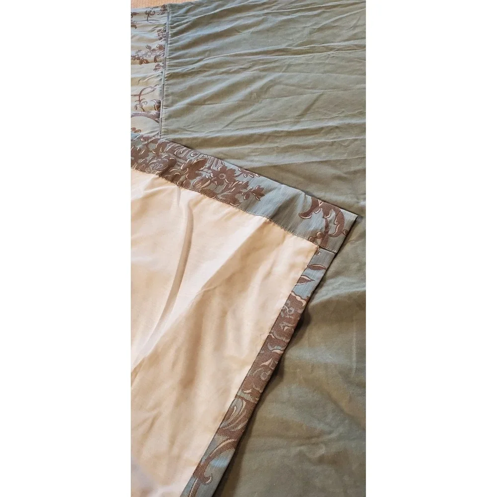 Vtg Springmaid Curtain 1 Panel 50x84 Sage Green Blue Floral Retro Lined‎