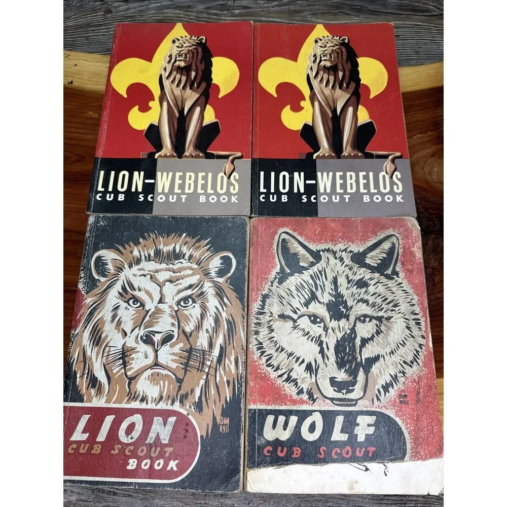 BSA‎ Cub Scout Book Lot of 4 Vtg 1950s Wolf Lion Webelos Boy Scouts America