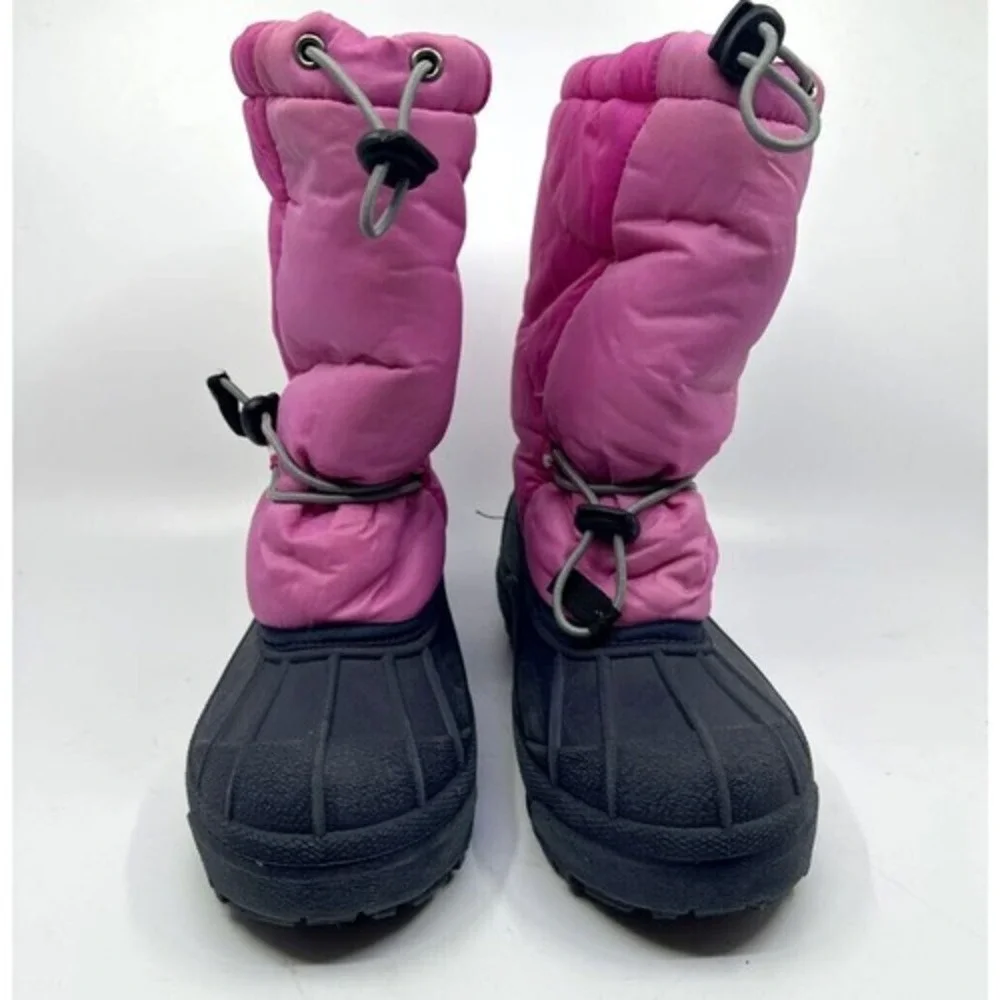 Columbia Moonridge II Snow Boots Kids Size 4 Pink Black Waterproof YY1193 Good‎
