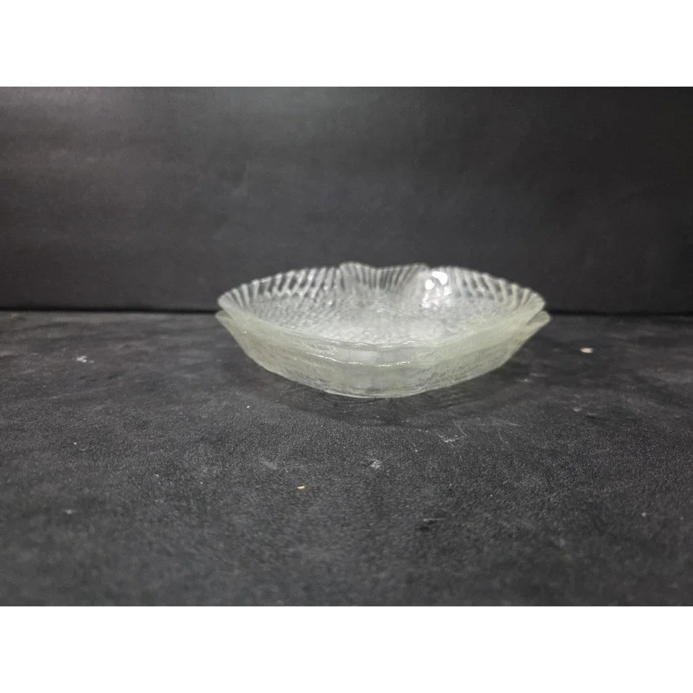 Arcoroc Clear Fish Salad Plates,‎ Set of 2, Embossed Pressed Glass, Tableware
