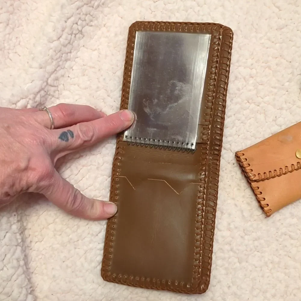 Vintage wallets and coin purse, hand-tooled & stitched‎
