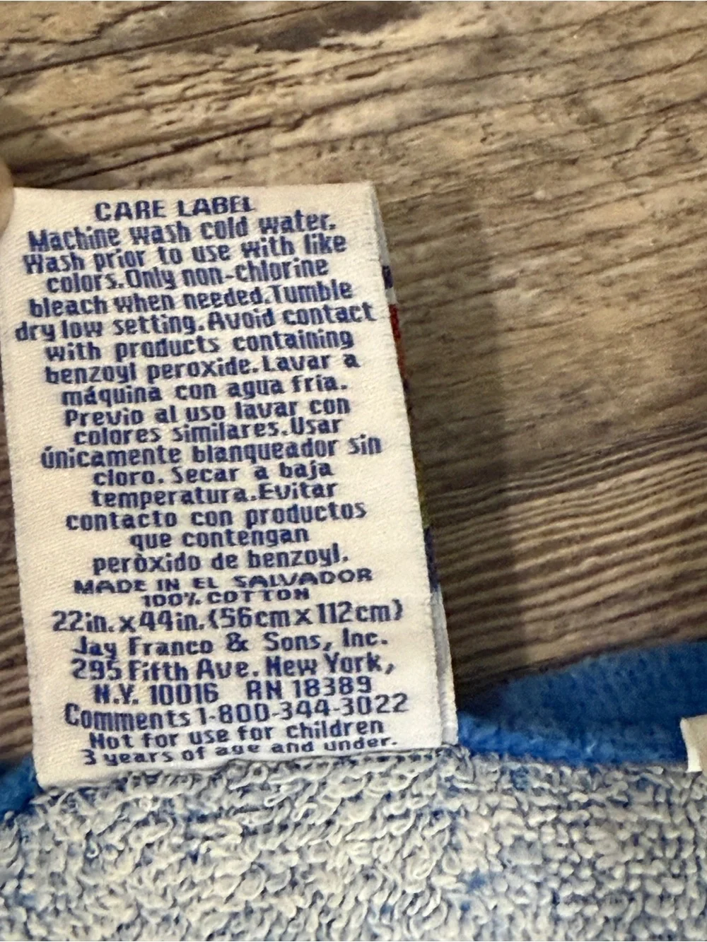 Disney Pixar Toy Story Woody & Buzz Hand Towel Blue Cotton 22x44 Bath Towel