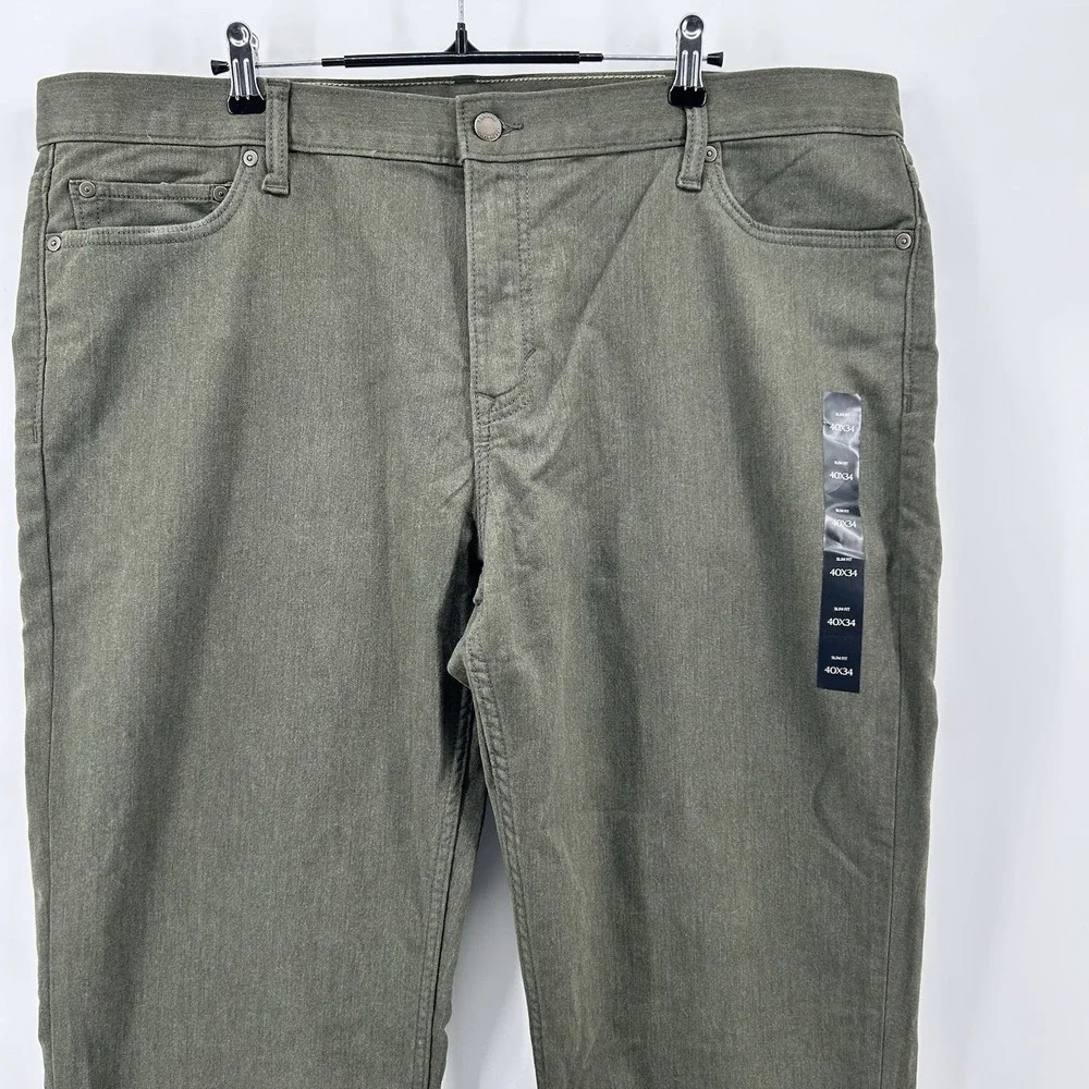 Banana Republic Travel Jeans Mens 40x34 Olive Green Slim Fit Pants NEW