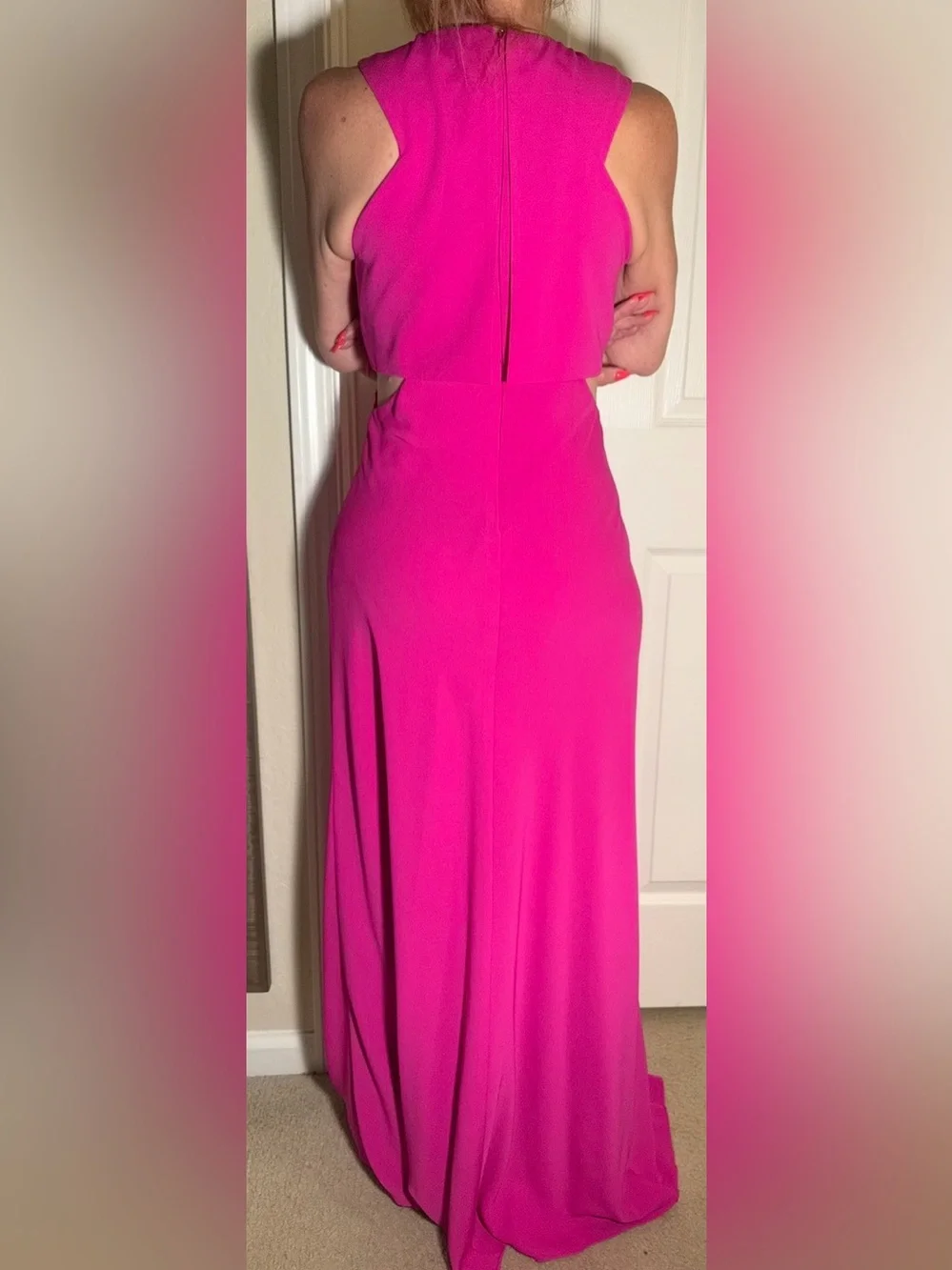 JILL STUART HOT PINK CUTOUT MAXI DRESS S