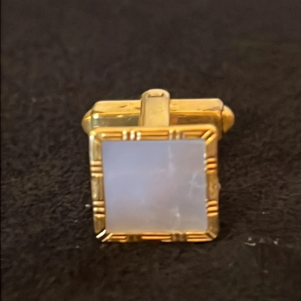 Antique gold tone mother of pearl cufflinks & Nu lok Swank studs tuxedo set