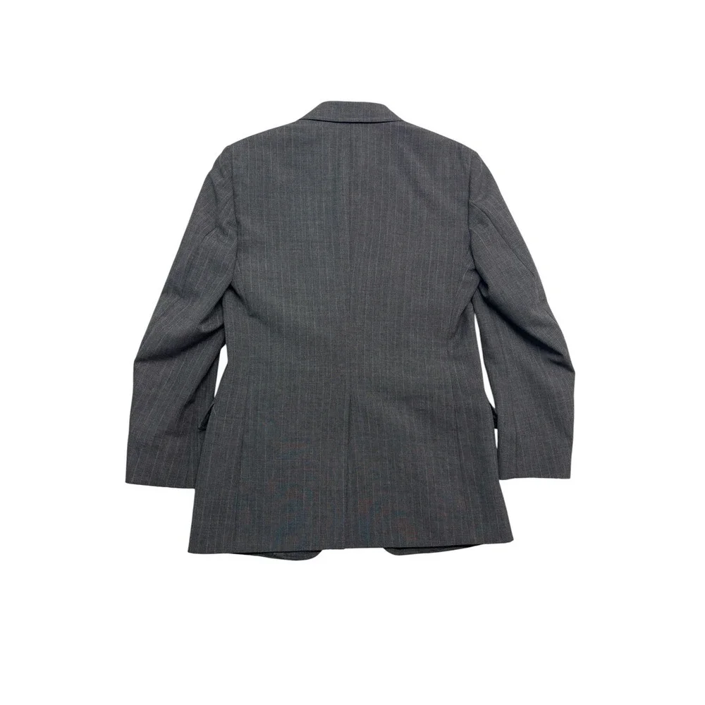 vtg Gray Pinstripe 38R 31x32 Oakton Ltd Wool Blend 2pc Pant Suit USA Flat Front