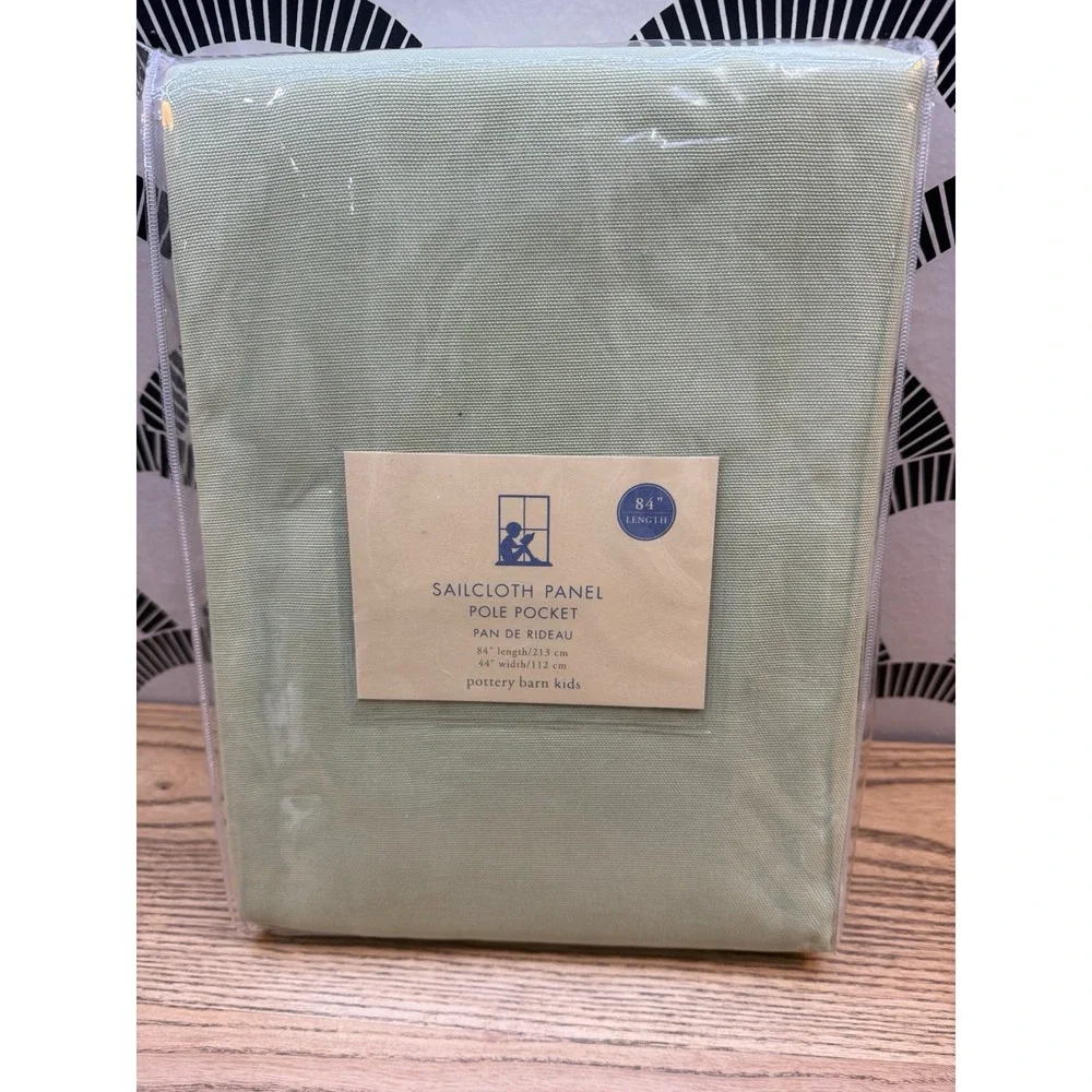NEW Pottery Barn Kids Green Sailcloth Panel Pole Pock Drape Curtain 44x84 COTTON