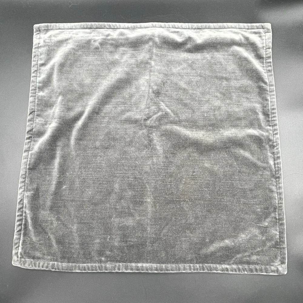 Pottery Barn Gray Velvet Pillow Cover 20x20 Decorative Throw Cushion Cover