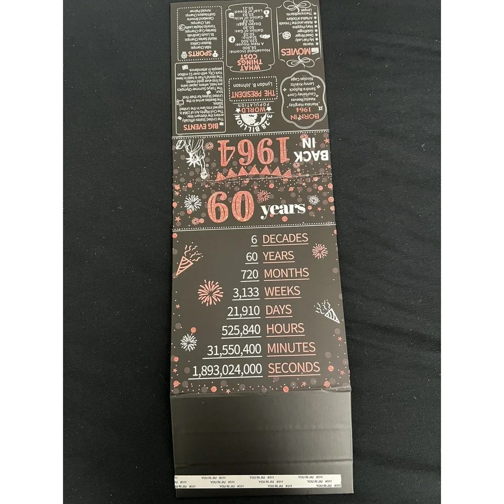 Back in 1964 60th Birthday Decorations Centerpiece Rose Gold Black Party Sign‎