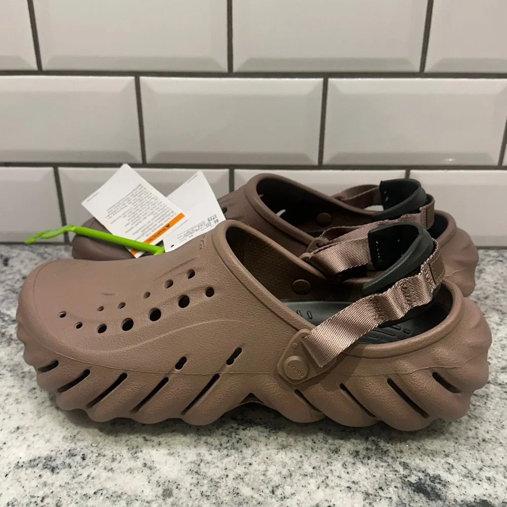 New Crocs Mens 9 Women 11 Echo Clog Espresso‎ Brown Sculpted Streetwear Gorpcore
