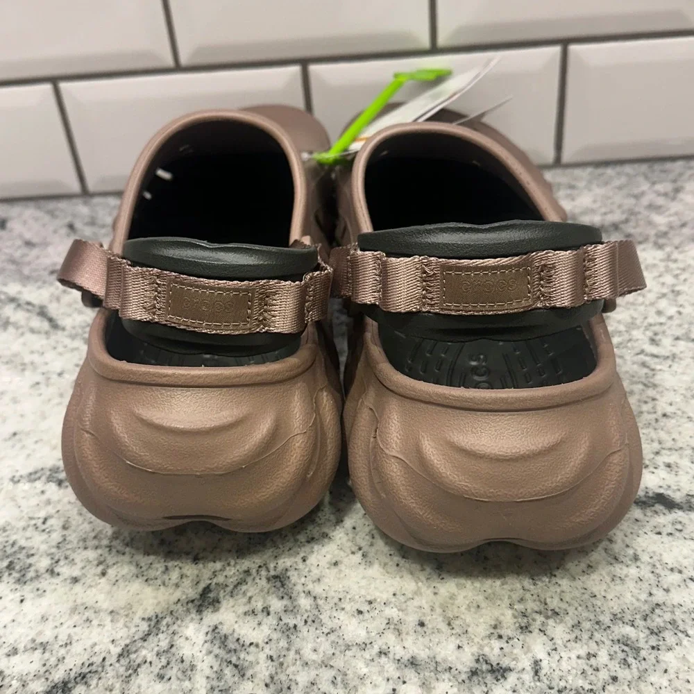 New Crocs Mens 9 Women 11 Echo Clog Espresso‎ Brown Sculpted Streetwear Gorpcore