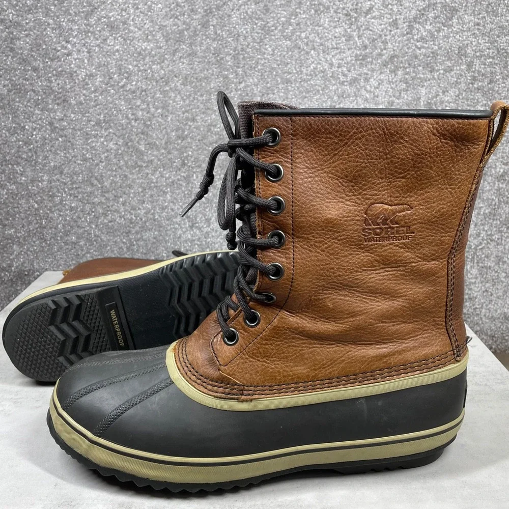 Sorel Boots Mens 13 Caribou Waterproof Snow Leather Lace‎ Up Winter Utility
