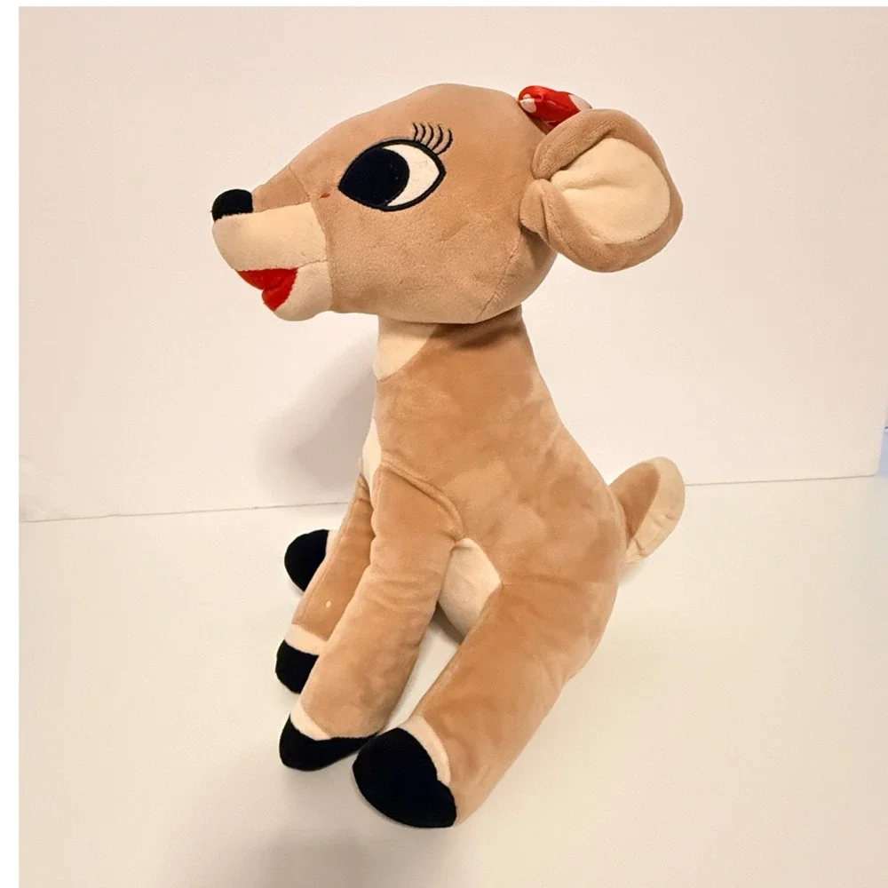 Clarice Rudolph Red‎ Nosed Reindeer Plush Stuffed Animal Bow Holiday Toy