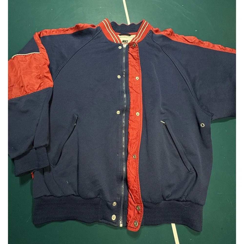 Vintage 90's Nike Bomber Jacket Track Jacket swoosh Red‎ Blue Color Block Size L