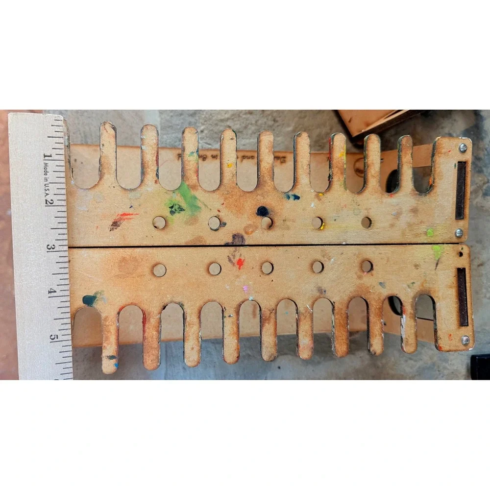 Set of 2 Handmade Artist Paint Tube Brush Storage Racks Made England