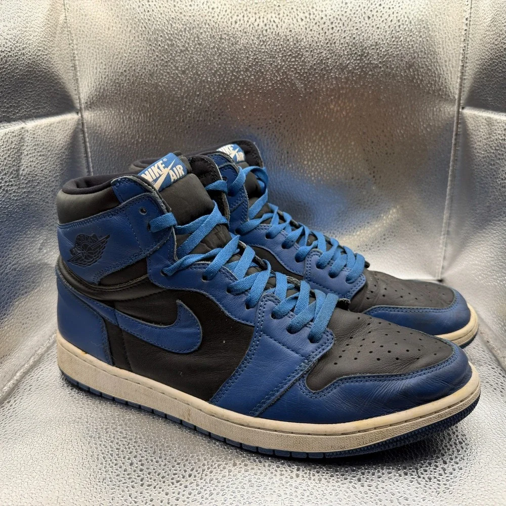 Size‎ 13 Jordan 1 Retro OG High Dark Marina Blue Mens Sneaker Shoes 555088-404