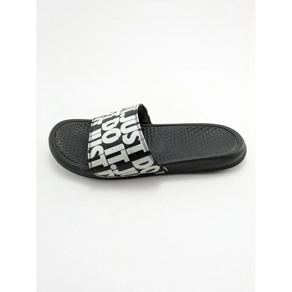 Mens Nike Black White Benassi Just Do It Logo Print Sandals 631261-024 Size 9