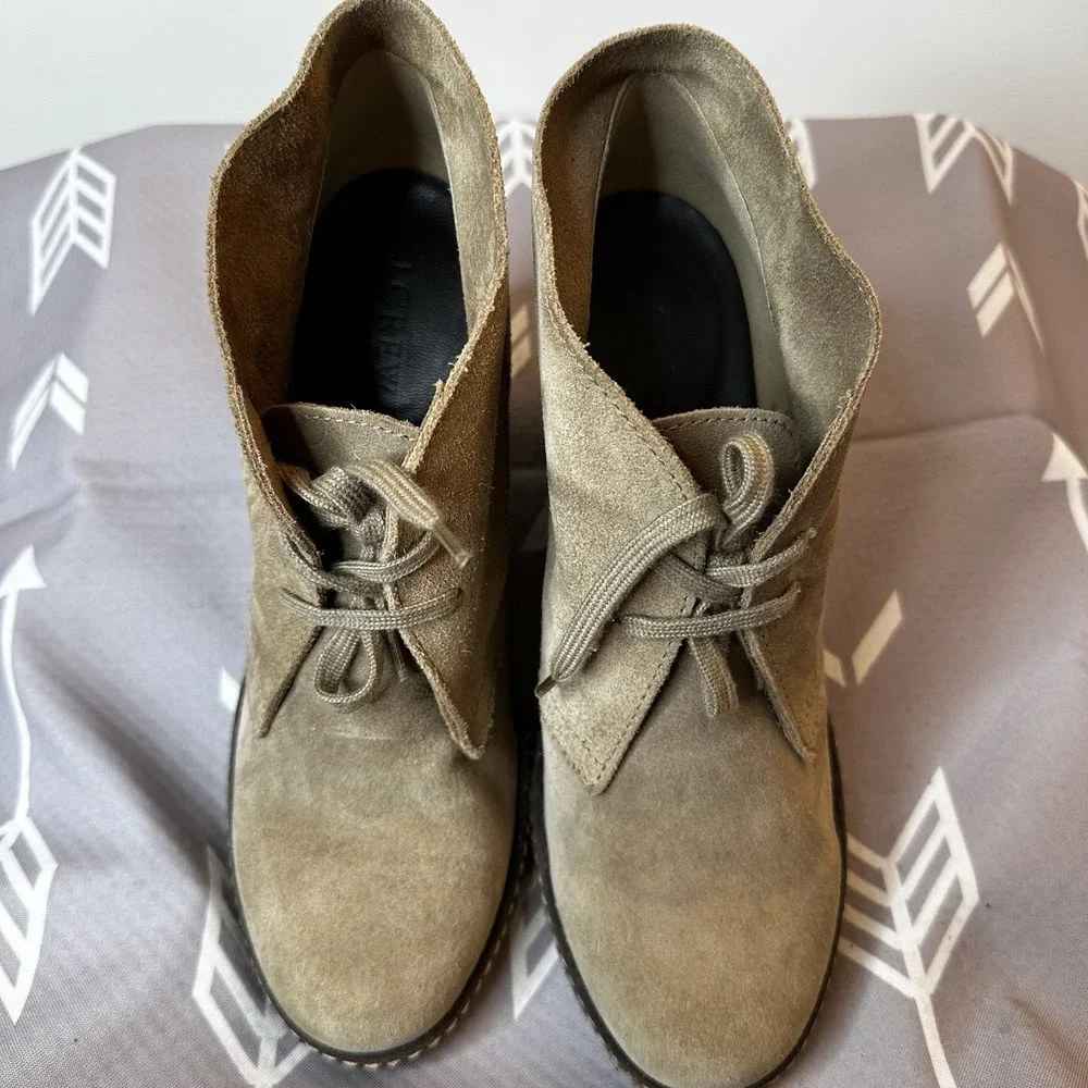 J. Crew Women's‎ Suede Leather McAllister Wedge Boots Sz 7 Sand Lace Up EUC $199