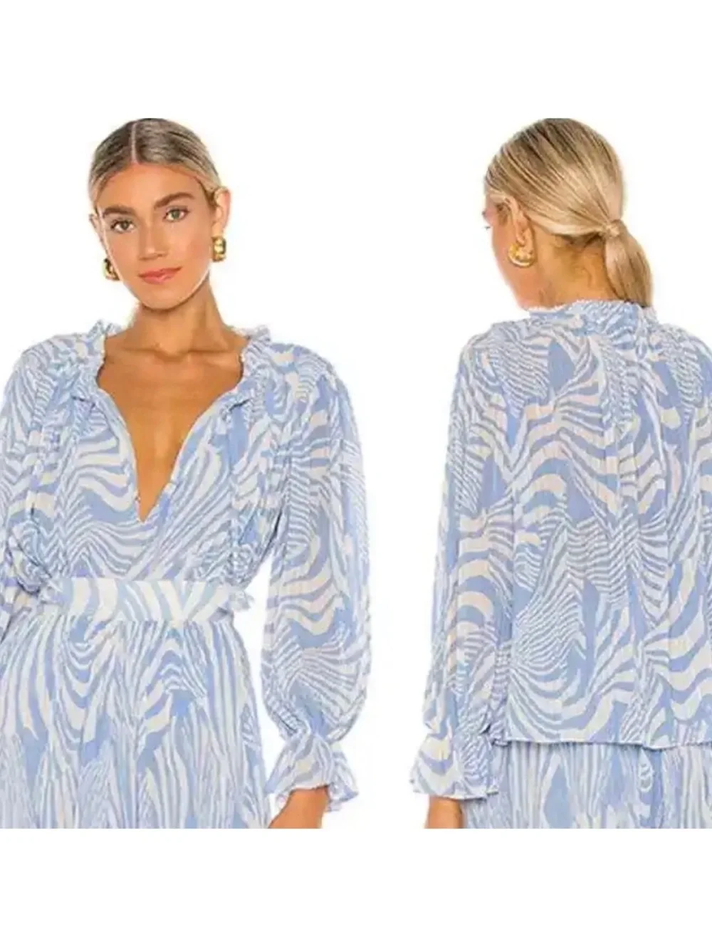 MISA Los Angeles Casablanca Blu Shell Matching Set XS – Noa Top & Niko Pants