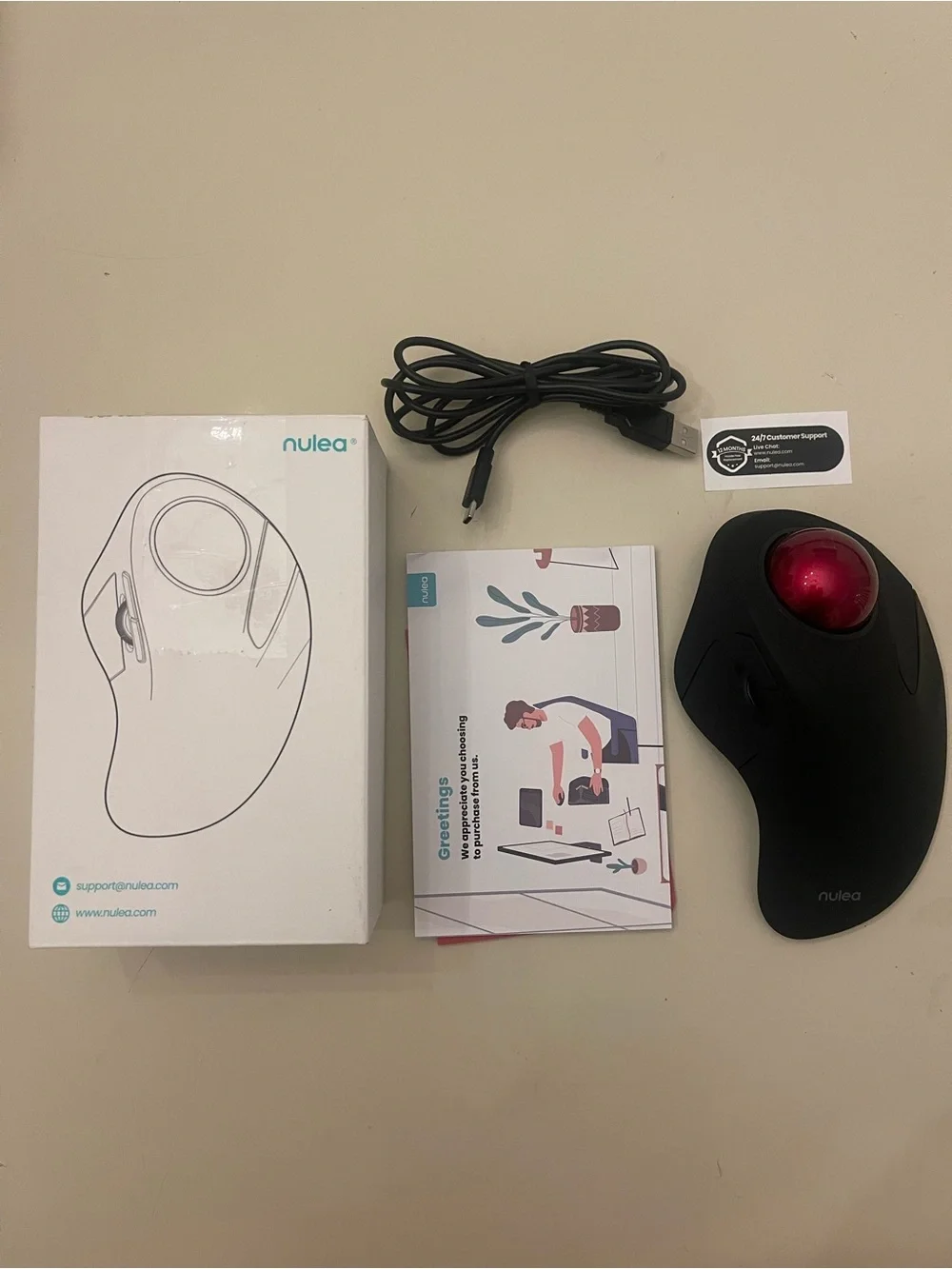 Nulea Wireless Ergonomic Trackball Mouse, Rechargeable, Bluetooth Rollerball