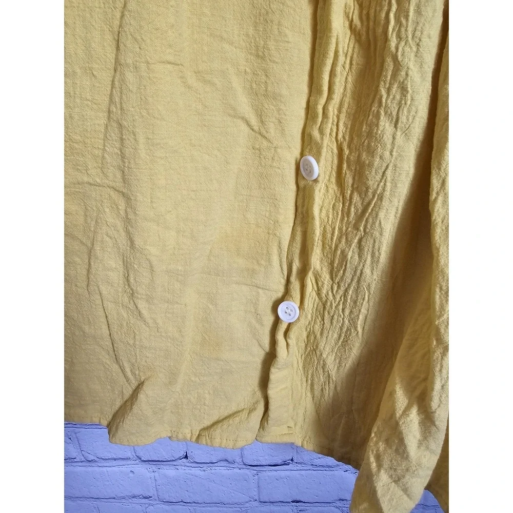 Fancyinn Mustard Yellow‎ Cutout Button Front Smocked Back Sundress Womens Medium