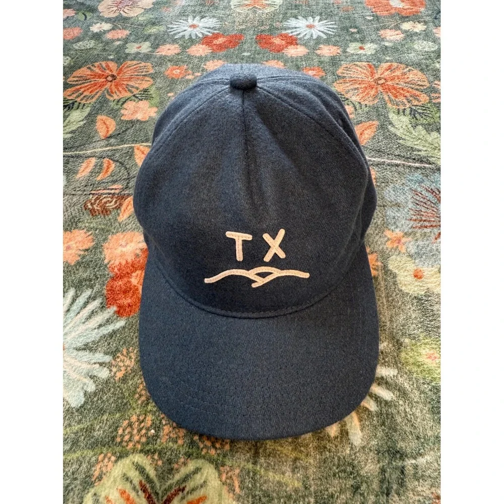 Texas Hill Country Provisions The Shepherd Blue Wool Blend Strapback Hat TX Logo