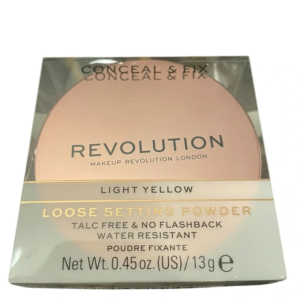 REVOLUTION Conceal & Fix Loose‎ Setting Powder Light Yellow Water Resistant NEW