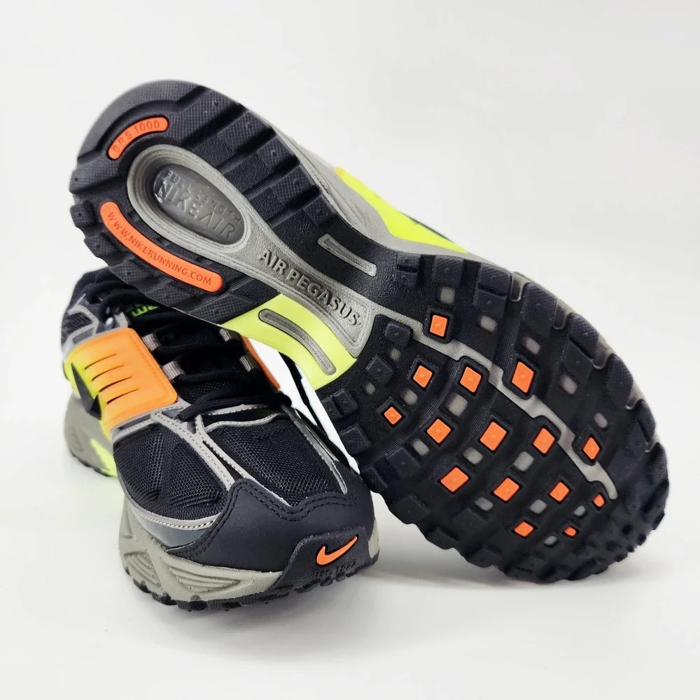 Nike Air Pegasus 25‎ Men's Running Shoes Black Orange Neon Size 8.5
