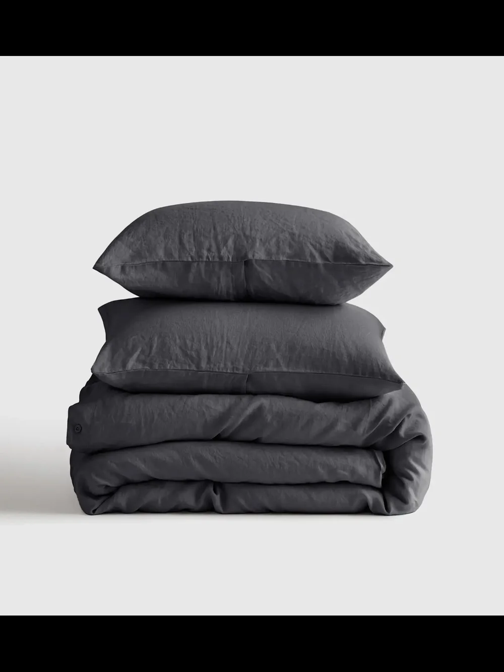 QUINCE European Linen Duvet Cover Set In Charcoal Grey In Full / Queen, New!