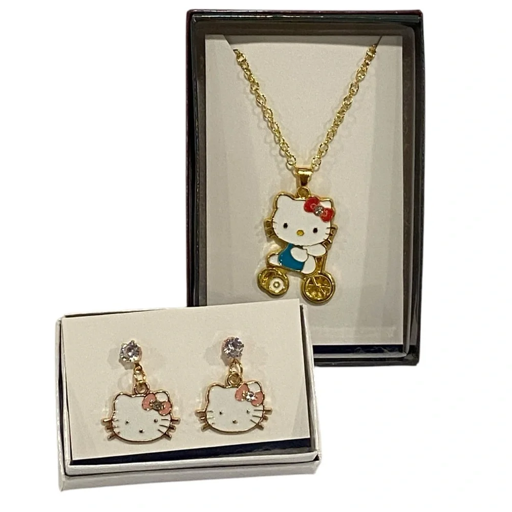 Hello Kitty Sanrio Necklace and Earring Set NEW
