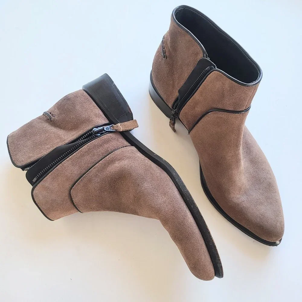 Rag & Bone 'Aston' Taupe Brown Suede Ankle Booties EU Size 40