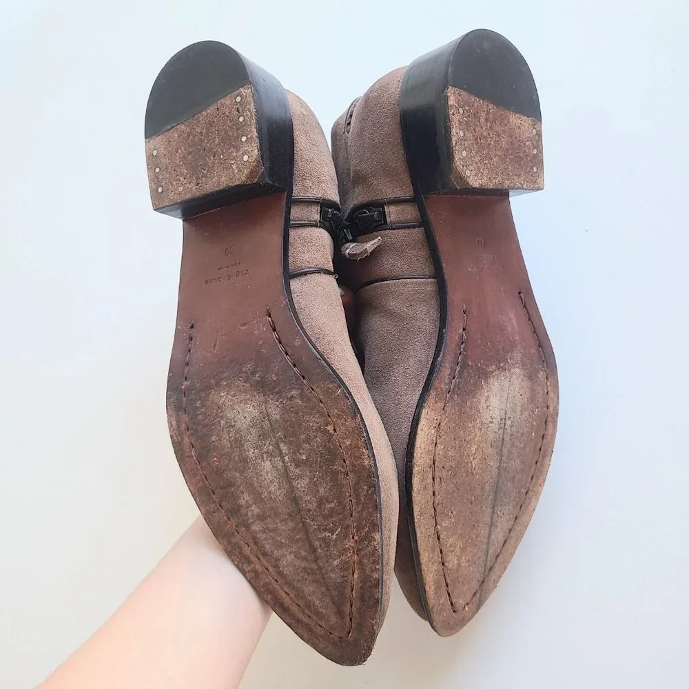 Rag & Bone 'Aston' Taupe Brown Suede Ankle Booties EU Size 40