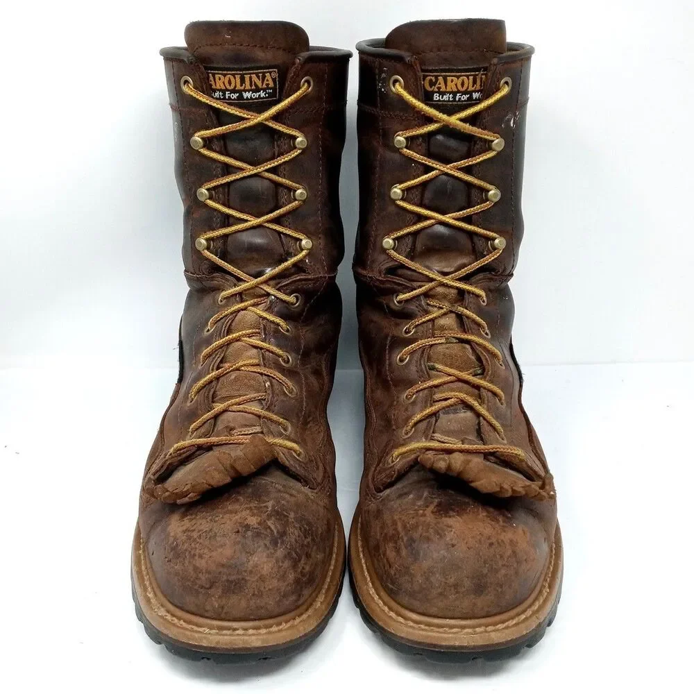 Carolina Brown Leather Work Boots Mens 12D Safety Toe EH Waterproof