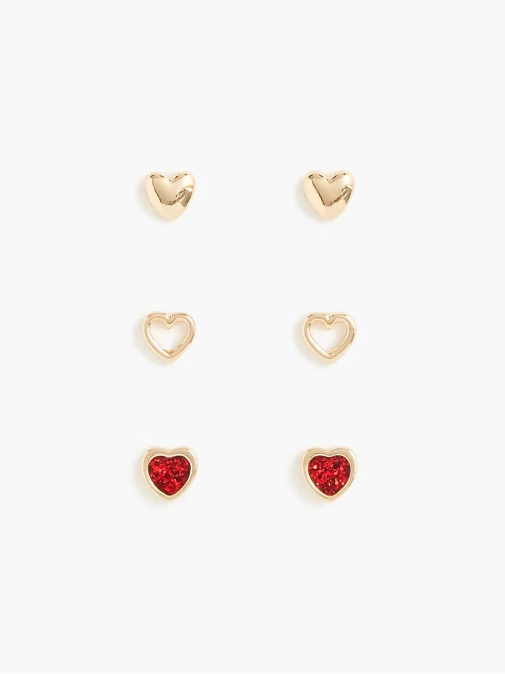 Jcrew Girls' heart earrings pack-of-three - NWT