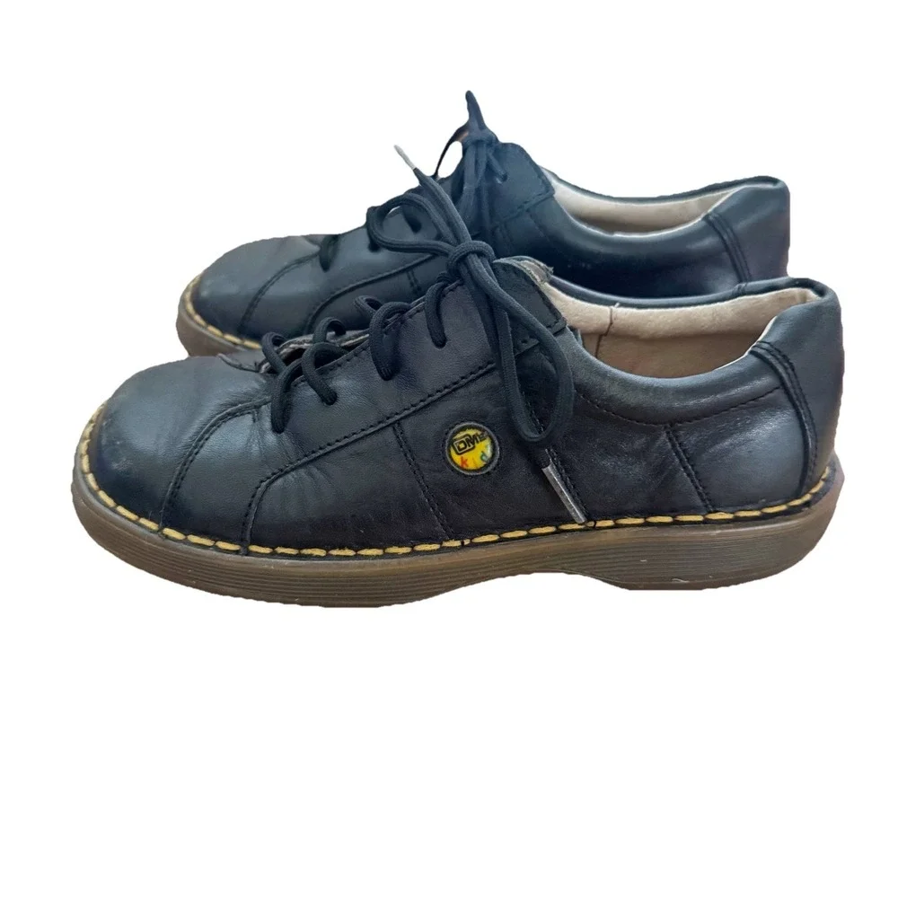 Dr Martens Kids Size 1 Black Leather Shoe Low Oxford Lace Up