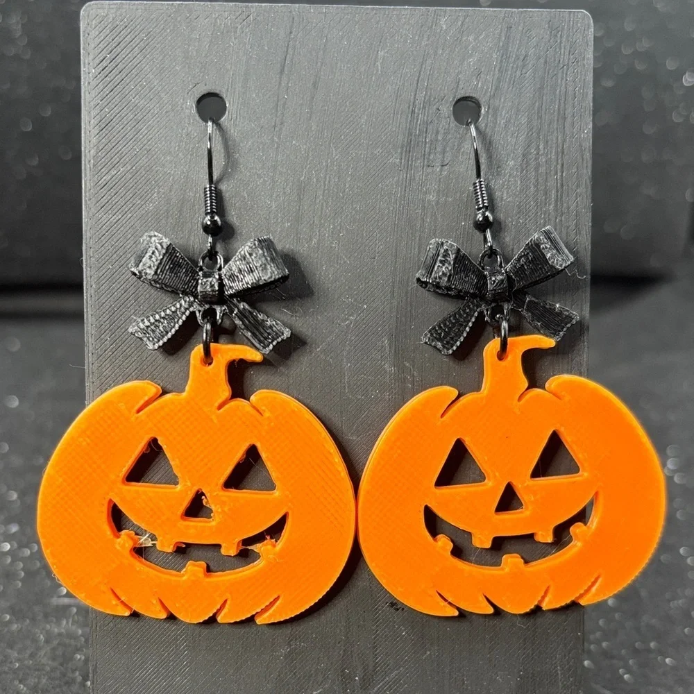 Pumpkin Earrings with Bow‎ – Cute Fall & Halloween Jewelry
