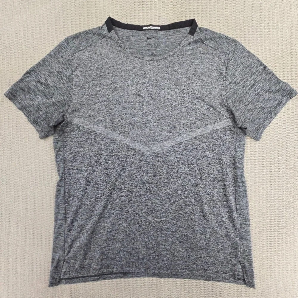 Nike Rise 365 Running Shirt Top Mens Medium Gray Large Dri-FIT Short Sleeve