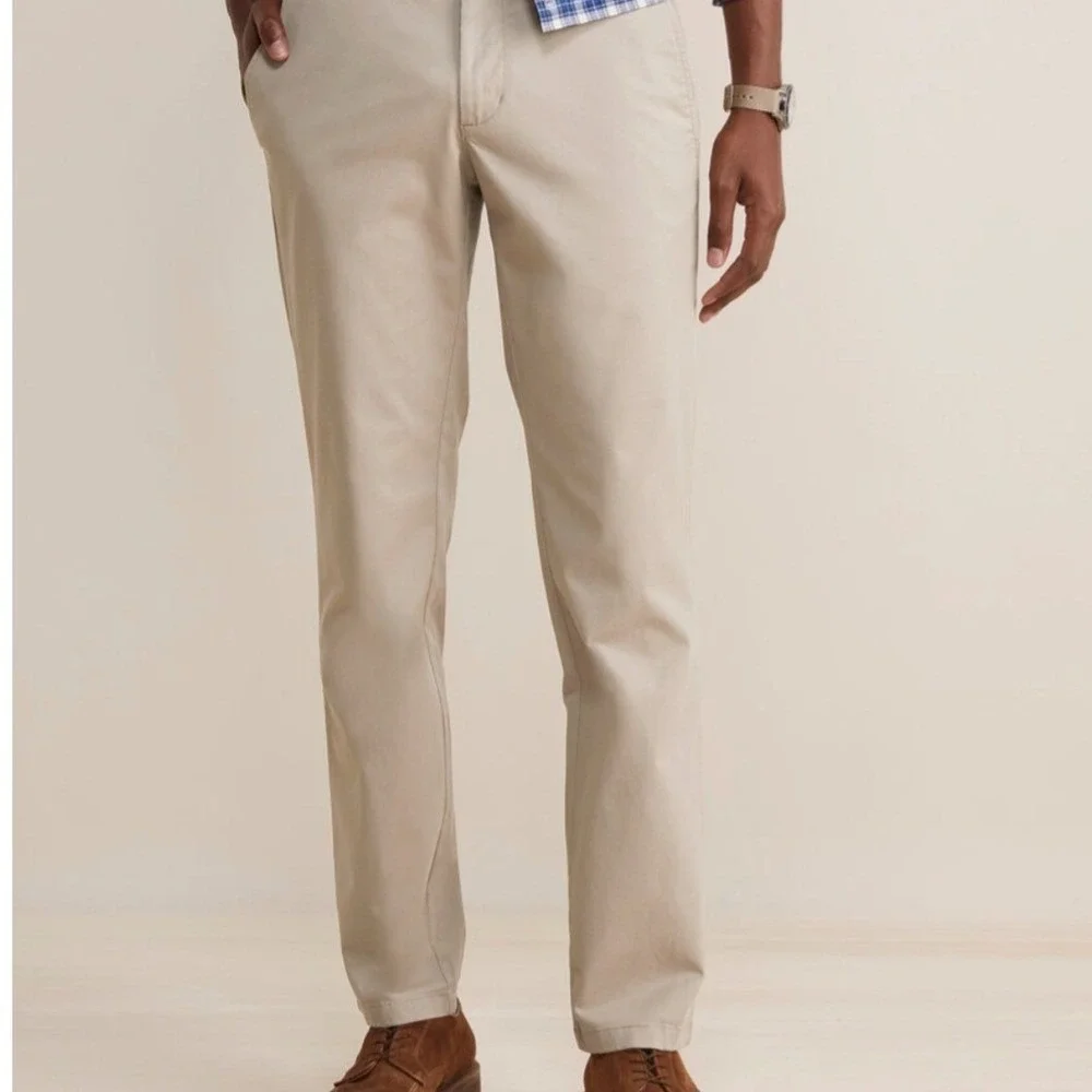 Vineyard‎ Vines Mens Breaker Chino Pants Khaki Tan Stretch Straight 34x32 Logo