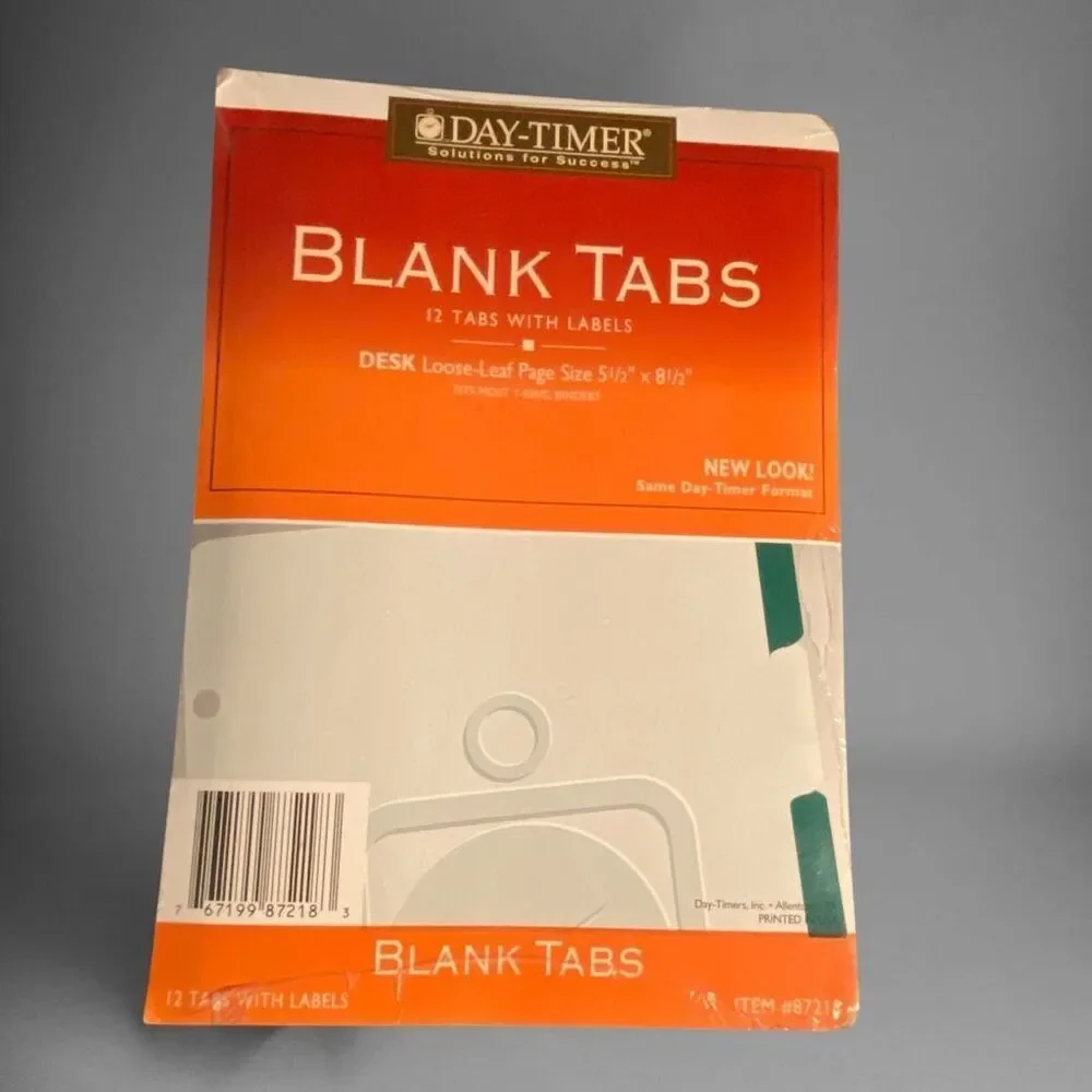 Day-Timer Blank Tabs 12 Tabs 7 with Labels Ring NEW