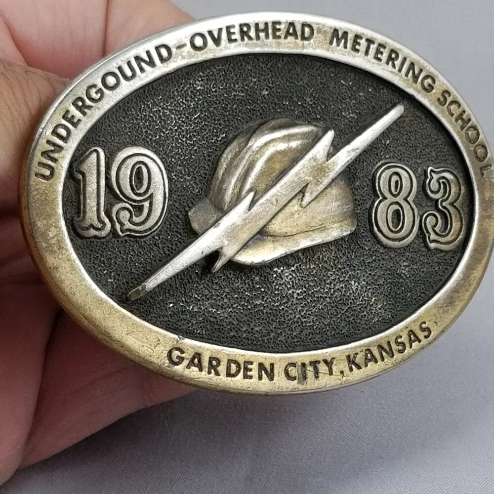 Belt Buckle 1983 Underground Overhead Metering School Garden City Kansas Wheatla