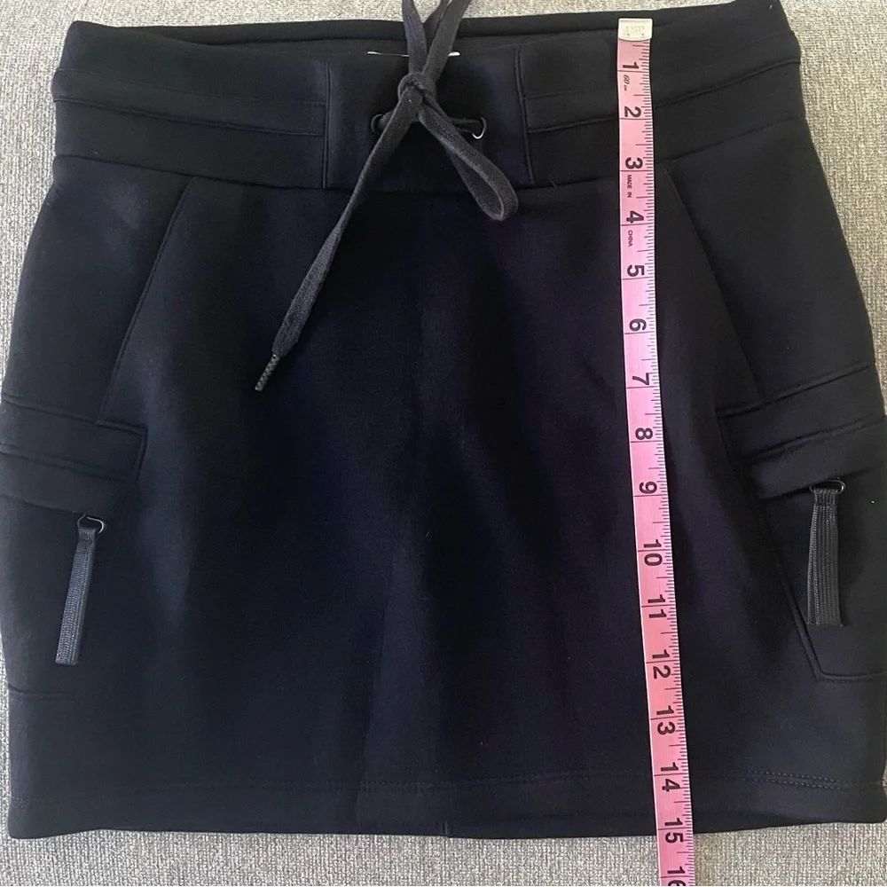 Helmut Lang Modal Black Mini Skirt Drawstring Waist Cargo Pockets Size XS
