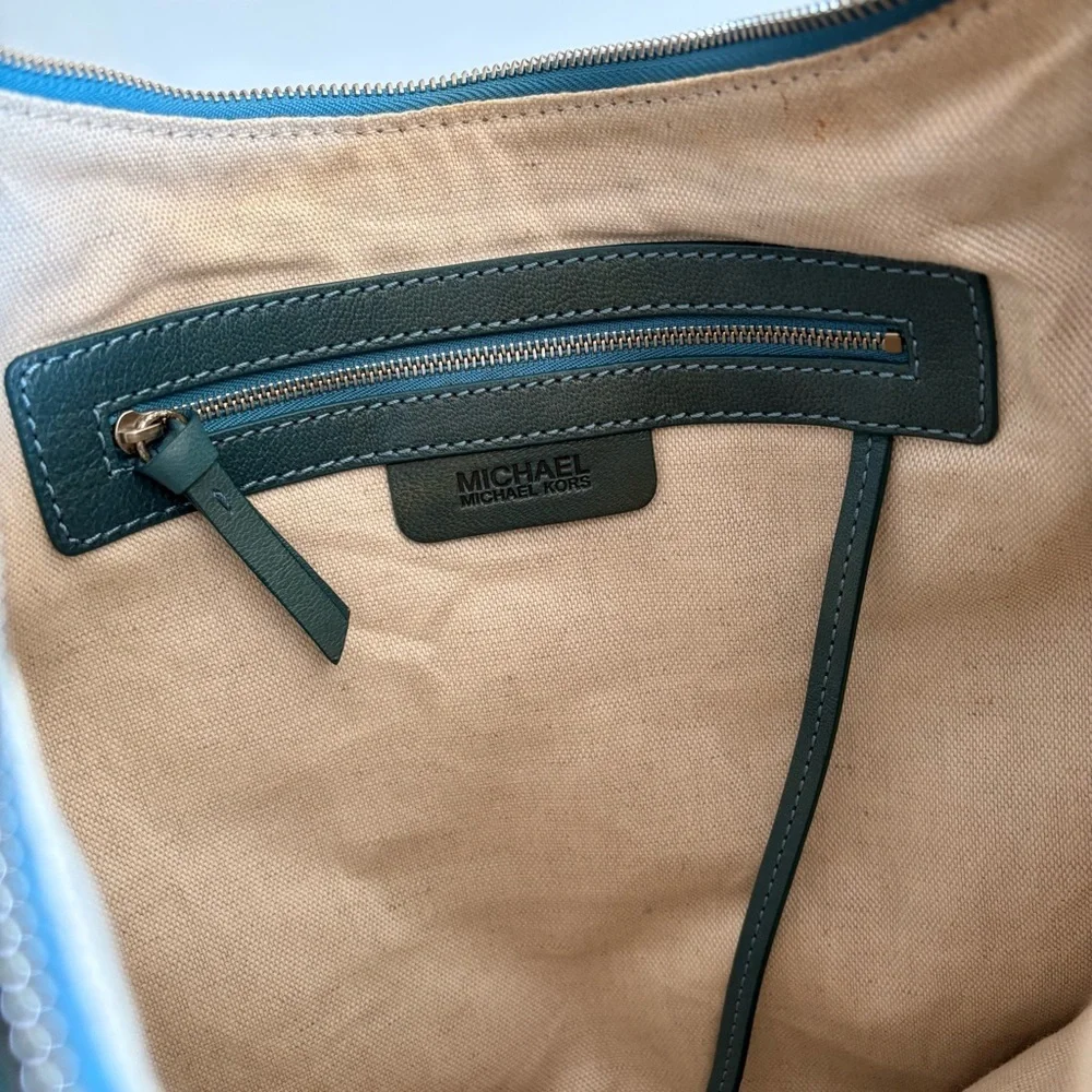Michael Kors Teal Leather Studded Shoulder Bag