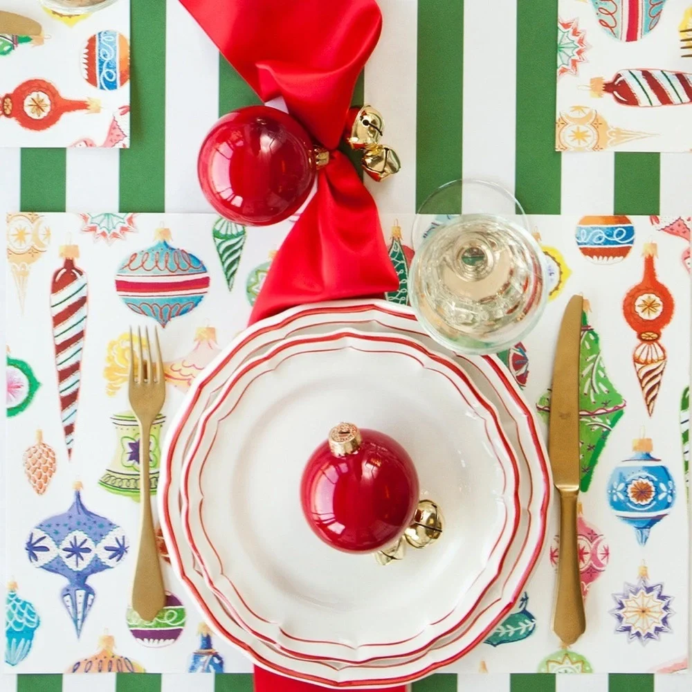 Hester & Cook Vintage ORNAMENTS PLACEMAT! Pack of 24