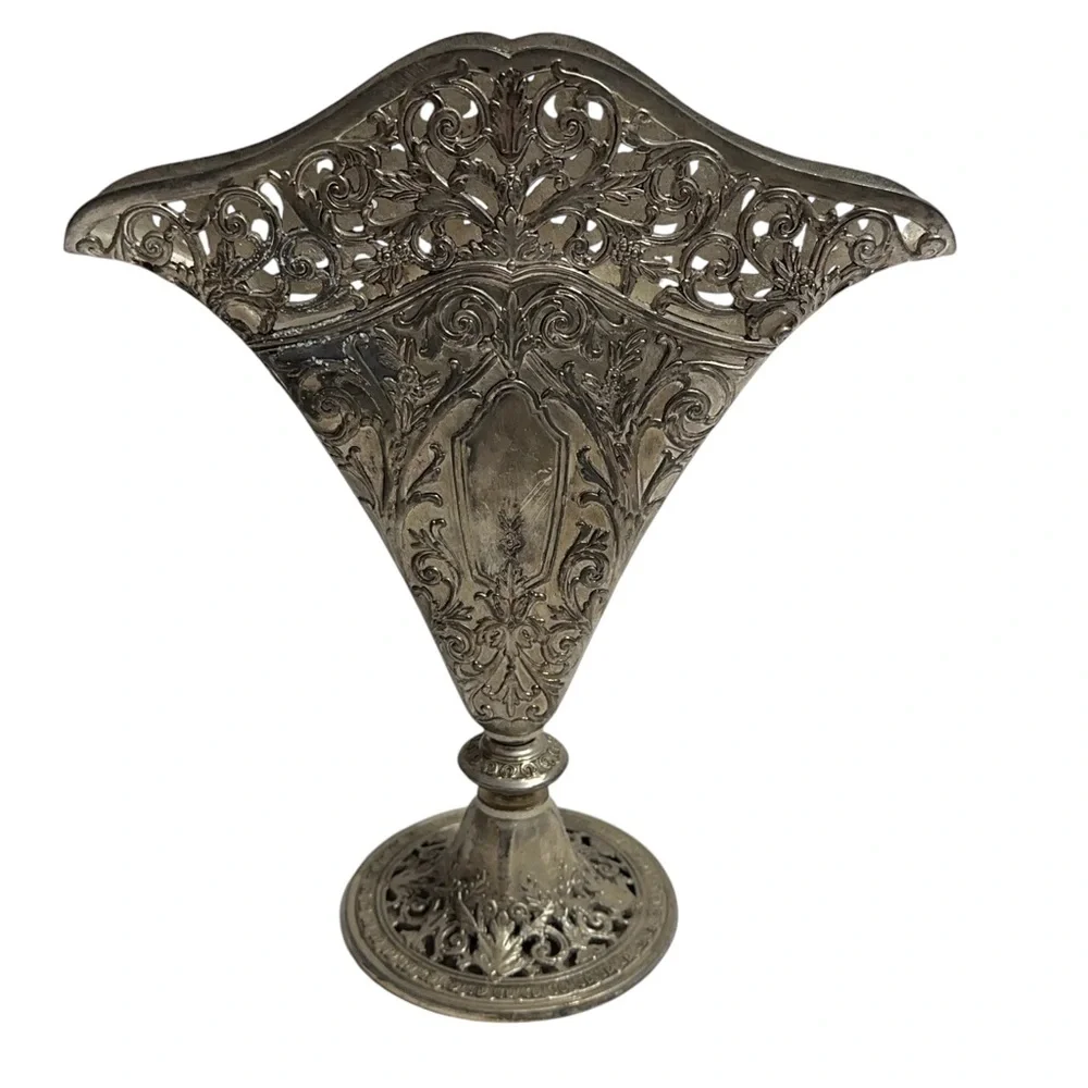 GSA Vintage Silverplate Fan Vase 1991 Cottagecore