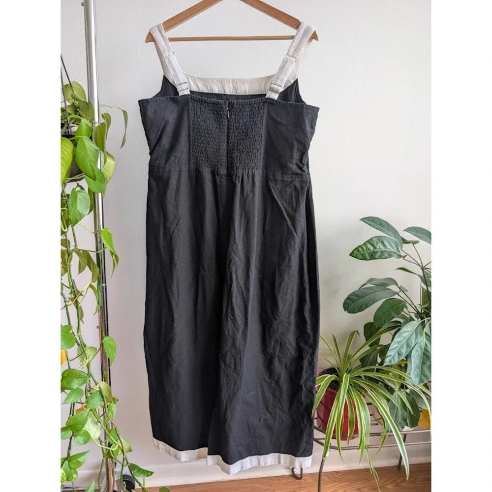 Abercrombie & Fitch maxi dress XL linen cotton Black White preppy square
